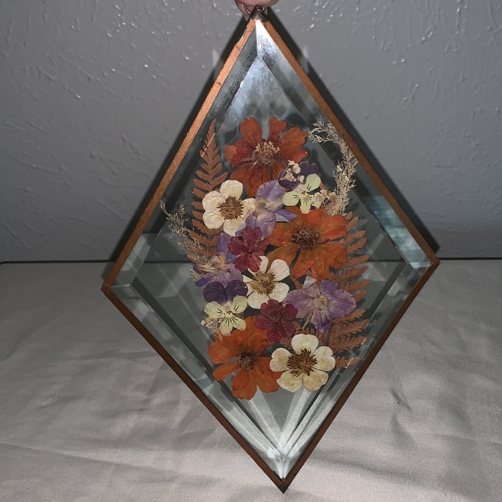 Pressed flower glass window/ wall hanging